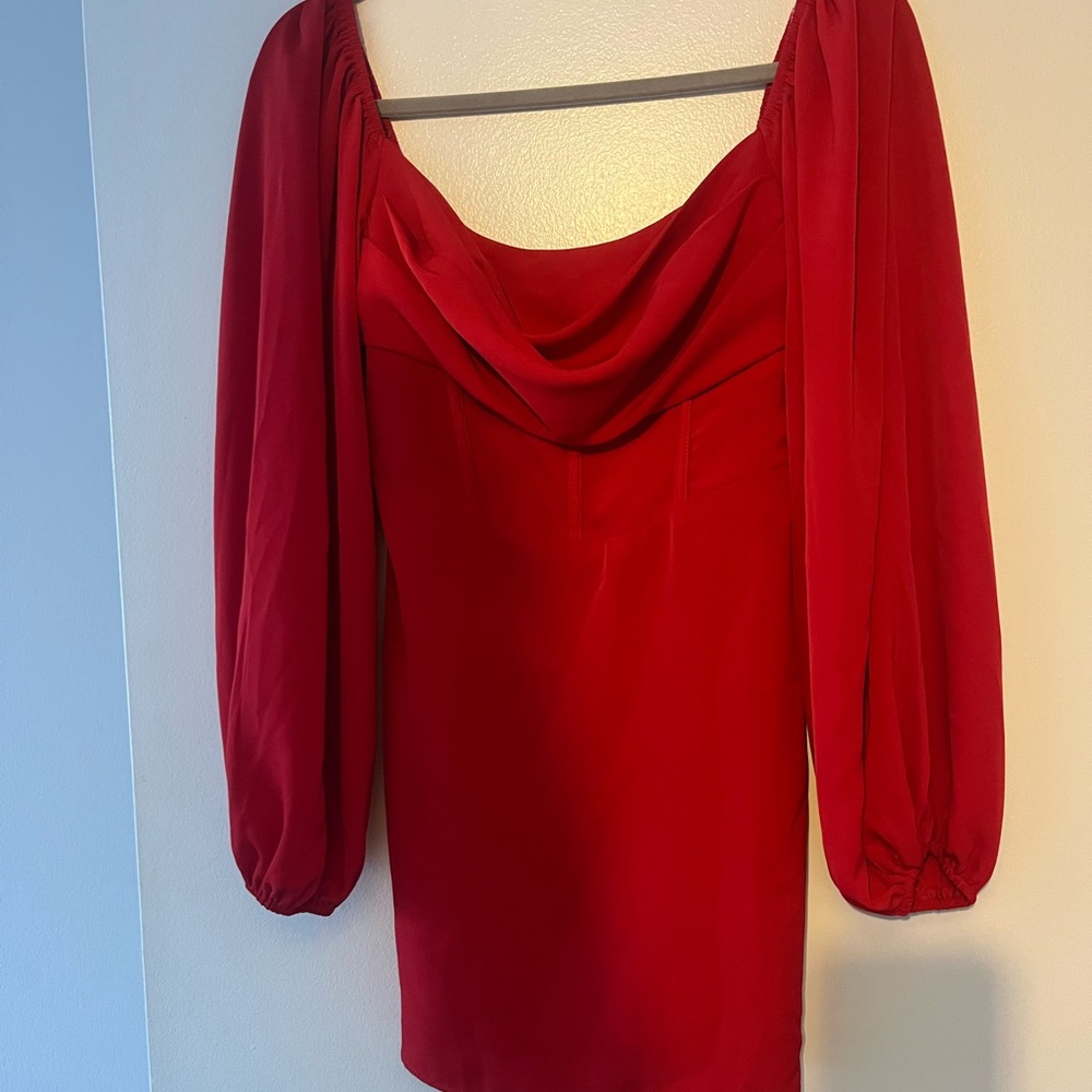 Princess Polly Red Sheath Dress with Bishop Sleeves